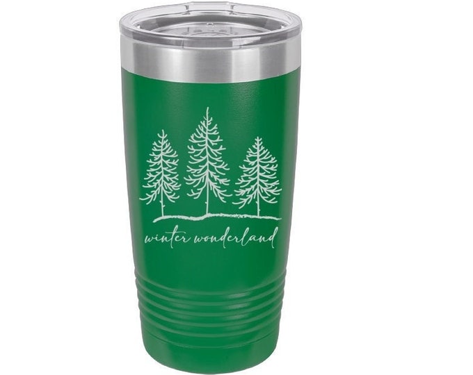 Winter Wonderland Laser Engraved Travel Mugs, Can be Personalized, 20 oz. Polar Camel Insulated, Stainless Steel, Christmas Mug, Winter Mug