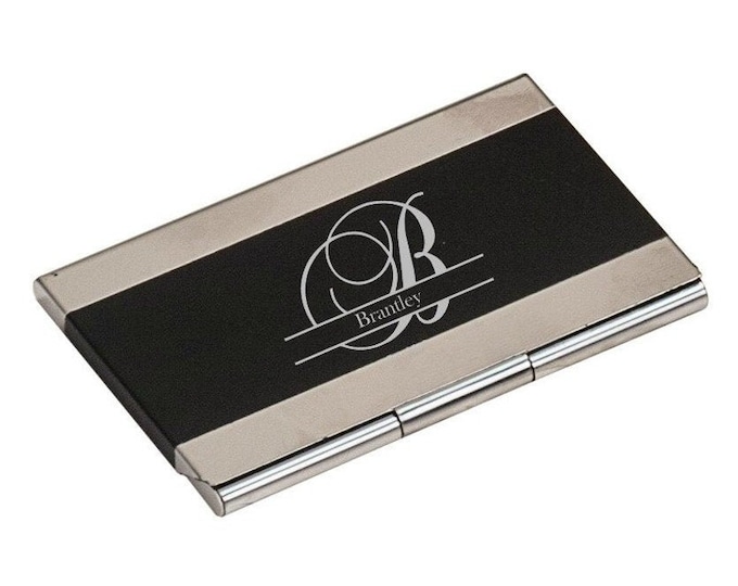 Black Business Card Holder, Personalized - Your Choice of Image/Words, Laser Engraved, Custom Business Card Holder, Personalized Gifts