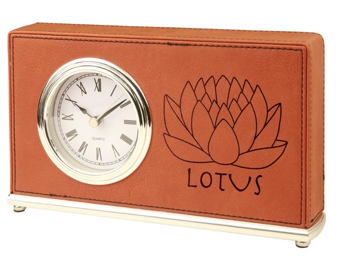 Personalized Leatherette Desk Clock, Your Choice of Image/Words, Laser Engraved, Custom Clock, Engraved Clock, Wedding Gifts,Corporate Gifts