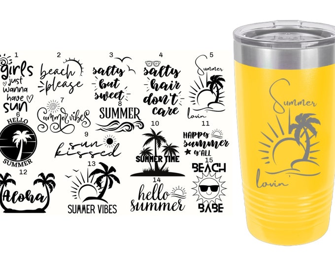 Summer Themed Laser Engraved Travel Mugs, Can be Personalized, 20 oz. Polar Camel Insulated Stainless Steel, Summer Sayings, Summer Gifts