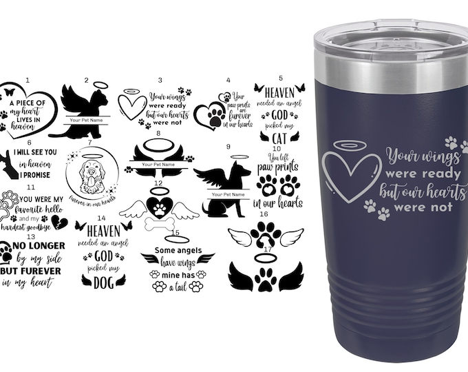 Pet Memorial Travel Mugs, Can be Personalized, Laser Engraved, 20 oz. Polar Camel Insulated, Cat Memorial, Dog Memorial, Pet Loss Gifts