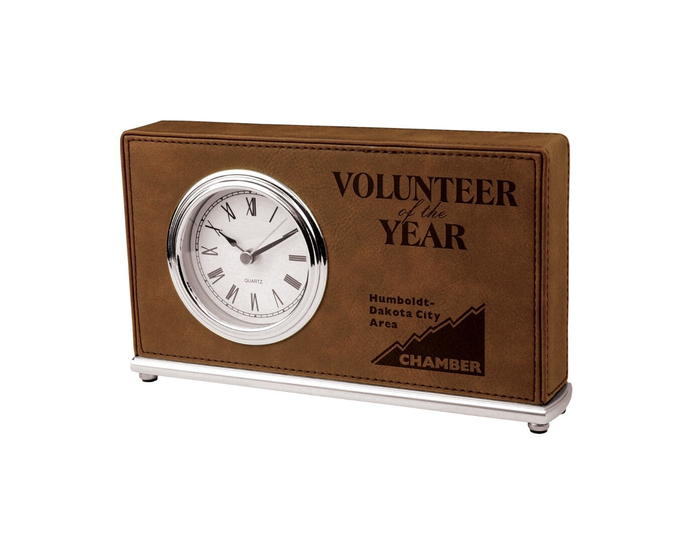 Personalized Leatherette Desk Clock, Your Choice of Image/Words, Laser
