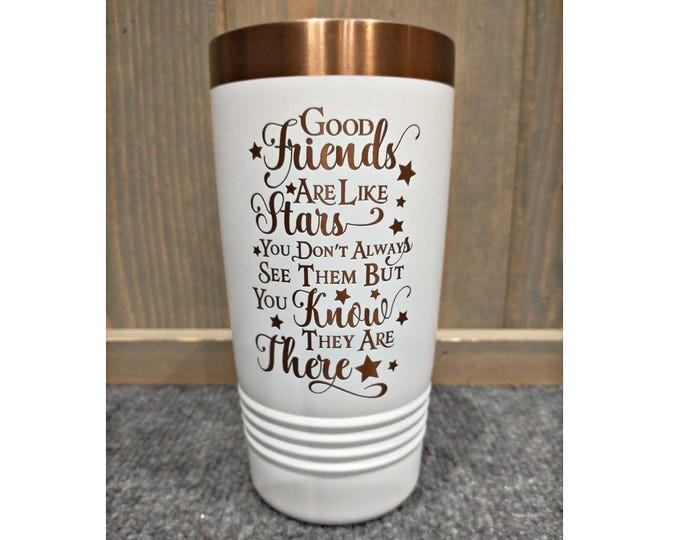 White with Rose Gold Laser Engraved Travel Mug, Your Choice of Image/Words, 20 oz. Polar Camel, Insulated, Stainless Steel, Lead Free