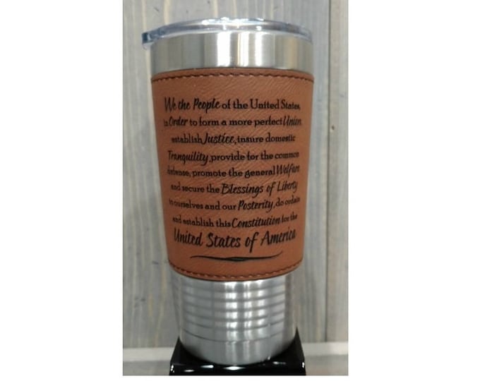 Custom Laser Engraved Leatherette Travel Mugs, Your Choice of Image/Words, 20 oz. Insulated, Stainless Steel, Corporate Gifts