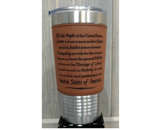 Custom Laser Engraved Leatherette Travel Mugs, Your Choice of Image/Words, 20 oz. Insulated, Yeti Style, Stainless Steel, Corporate Gifts