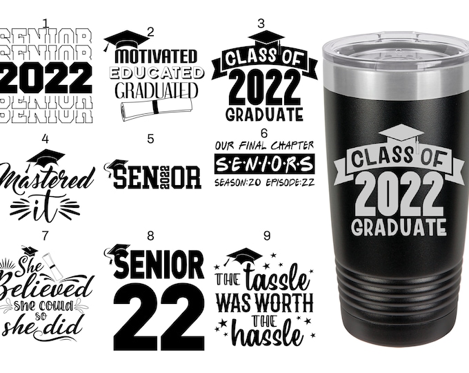 Graduation Themed Laser Engraved Travel Mugs, Can be Personalized, 9 Different Sayings, 20 oz. Polar Camel Insulated, Graduation Day Gifts