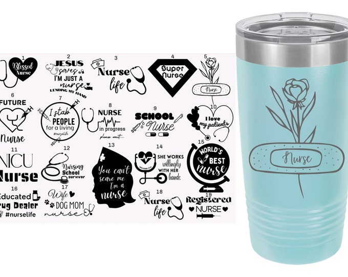Nurse Themed Laser Engraved Travel Mugs, Can be Personalized, 20 oz. Polar Camel Insulated Stainless Steel, Nurse Travel Mug, Nurse Gifts