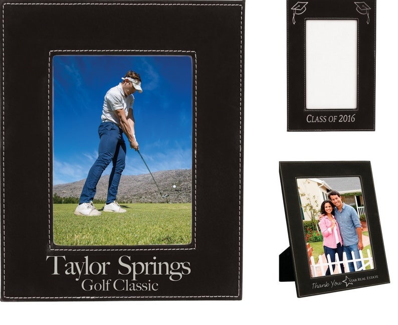 Black Corporate Gifts Engraved Photo Frame Personalized Gifts Personalized Leatherette Photo Frame 5x7 or 8x10 Custom Photo Frame