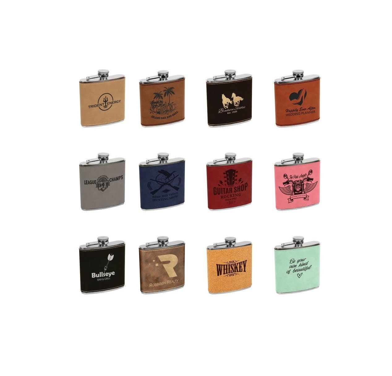 Personalized Leatherette Flask Your Choice Of Image Words Custom Flask Laser Engraved Flask Personalized Gifts Groomsmens Mens Gifts
