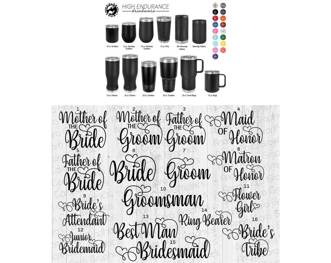 Scroll Heart Bridal Party Laser Engraved Drinkware, Can be Personalized, Polar Camel, Insulated, Stainless Steel, Custom Wedding Party Gifts