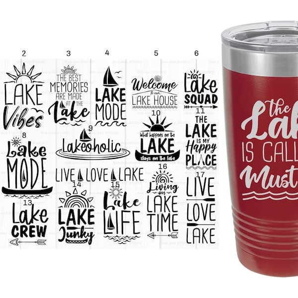 Lake Themed Laser Engraved Travel Mugs, Can be Personalized, 20 oz. Polar Camel Insulated Stainless Steel, Custom Lake Mug, Lake Gifts
