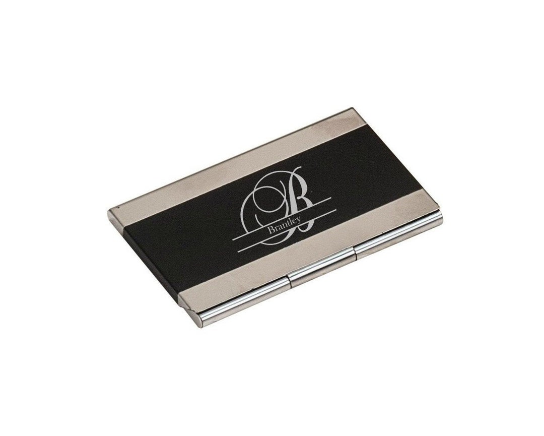 Black Business Card Holder, Personalized Your Choice of Image/words