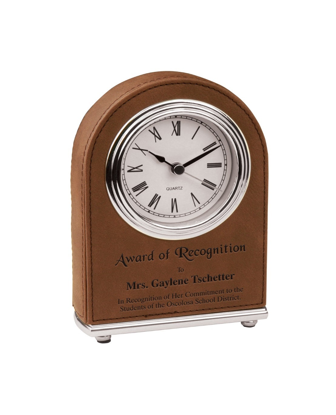 Personalized Leatherette Desk Clock, Your Choice of Image/Words, Laser