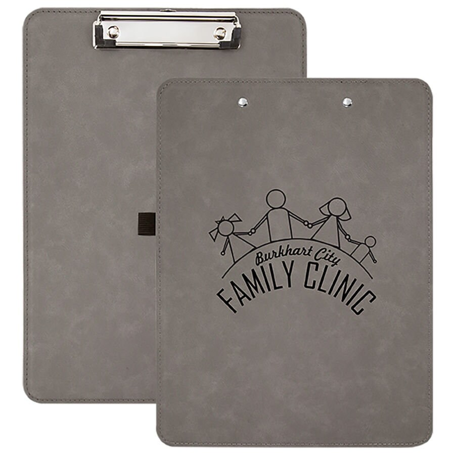 Custom Leatherette Clipboard, Your Choice of Image/Words, Gray Laser Engraved, Personalized