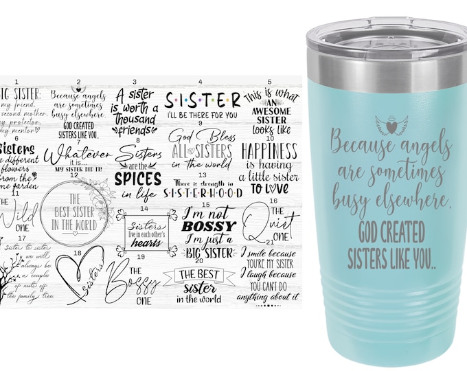 Sisters Themed Laser Engraved Travel Mugs, Can be Personalized, 20 oz. Polar Camel, Insulated, Stainless Steel, Sister Travel Mug