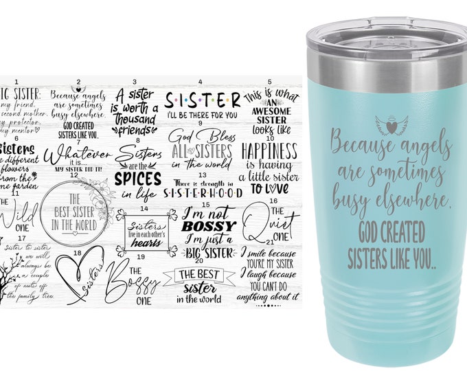 Sisters Themed Laser Engraved Travel Mugs, Can be Personalized, 20 oz. Polar Camel, Insulated, Stainless Steel, Sister Travel Mug