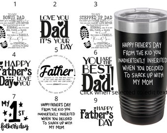 Tazas de viaje grabadas con láser con temática del Día del Padre, se pueden personalizar, 9 refranes diferentes, 20 oz. Polar Camel aislado, tazas personalizadas para papá