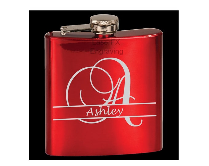 Personalized Gloss Red Flask, Your Choice of Image/Words, Custom Flask, Laser Engraved Flask, Personalized Gifts, Wedding Party Gifts