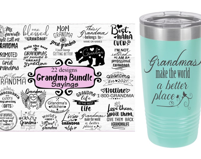 Grandma Themed Laser Engraved Travel Mugs, Can be Personalized, 20 oz. Polar Camel, Insulated, Stainless Steel, Grandma Gifts, Custom Mug