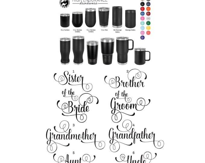 Scrolled Font Bridal Party Laser Engraved Drinkware, Can be Personalized, Polar Camel, Insulated, Stainless Steel, Sister of the Bride
