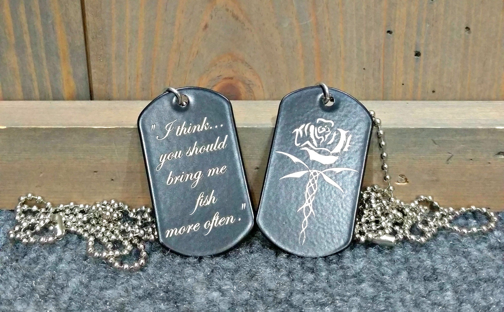 Personalized Black Dog Tag Necklace Your Choice Of Image