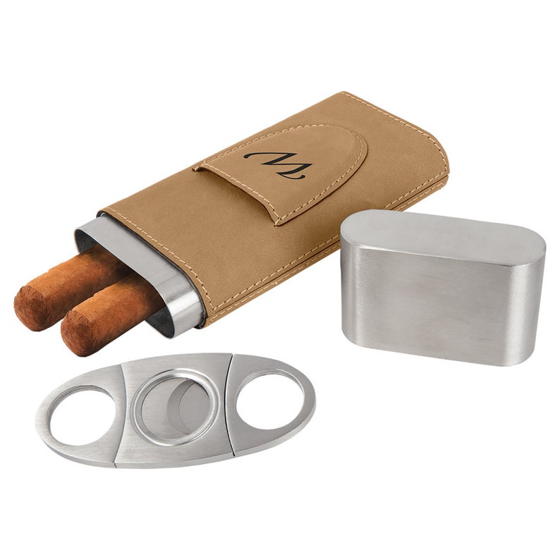 Corporate Gifts,Mens Gifts,Cigar Case Your Choice of ImageWords Groomsmen Gifts Engraved Cigar Case Personalized Leatherette Cigar Case