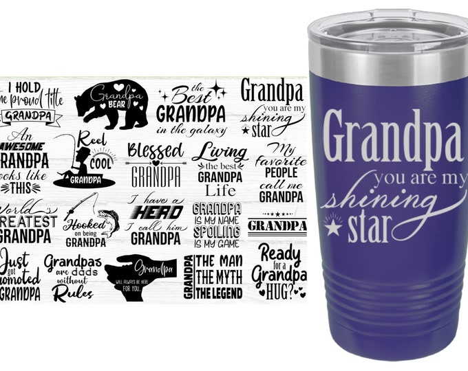 Grandpa Themed Laser Engraved Travel Mugs, Can be Personalized, 20 oz. Polar Camel, Insulated, Stainless Steel, Grandpa Gifts, Custom Mug