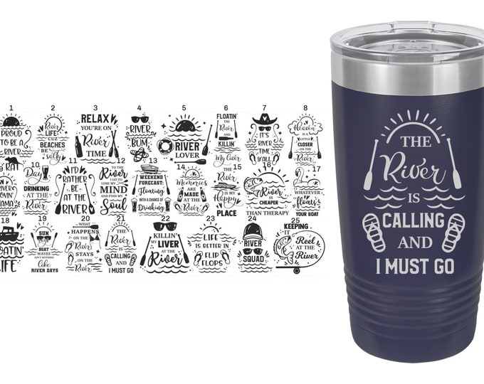 River Themed Laser Engraved Travel Mugs, Can be Personalized, 20 oz. Polar Camel Insulated Stainless Steel, Custom River Mug, River Gifts