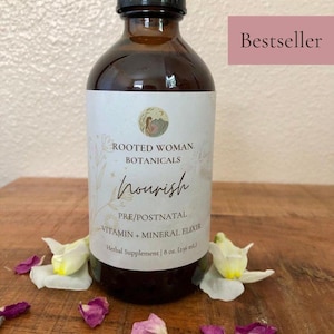 Nourish. Herbal Prenatal + Postpartum Tonic. Mineral-Rich ACV + Honey Elixir for Pregnancy & Nursing (8oz)