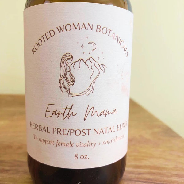 EARTH MAMA. Herbal Prenatal Postnatal Tonic. Vitamin + Mineral Elixir. (8oz)