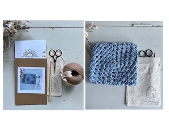 Kit d'apprentissage du crochet, kit de bricolage au crochet, kit carré grand-mère au crochet, bricolage au crochet, cadeau de fête des mères, cadeau pour elle, kit de tricot, cadeau créatif