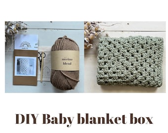 Baby Blanket Crochet Kit, make your own baby blanket, DIY crochet kit, Crochet DIY creative gift, Mother’s Day gift, learn to crochet kit