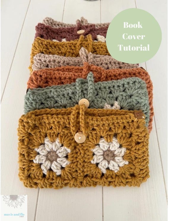 Daisy Crochet Book Cover Tutorial PDF,  Crochet Book Sleeve Guide, Kindle Cover Tutorial, Digital Download