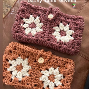 Daisy Crochet Book Cover Tutorial PDF, Crochet Book Sleeve Guide, Kindle Cover Tutorial, Digital Download image 8