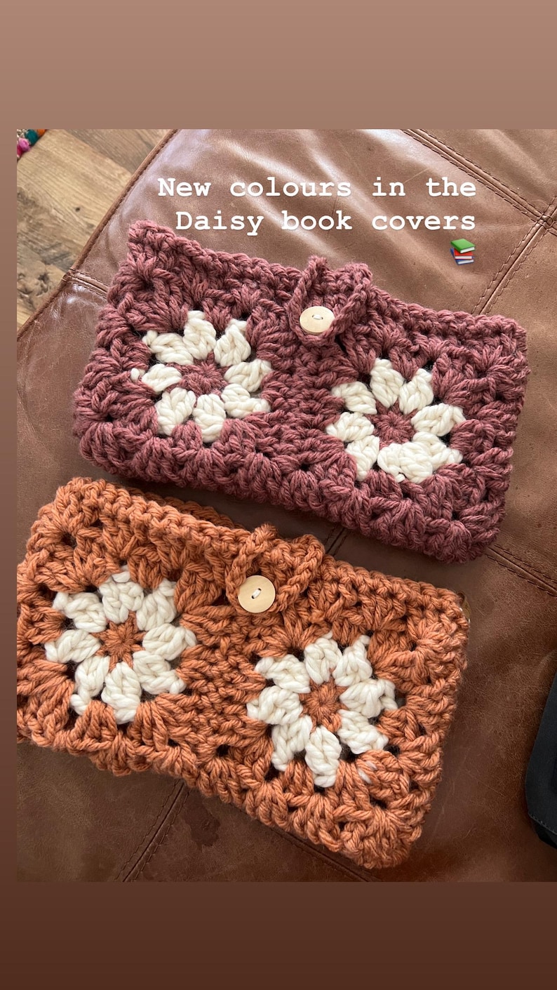 Daisy Crochet Book Cover Tutorial PDF, Crochet Book Sleeve Guide, Kindle Cover Tutorial, Digital Download image 8