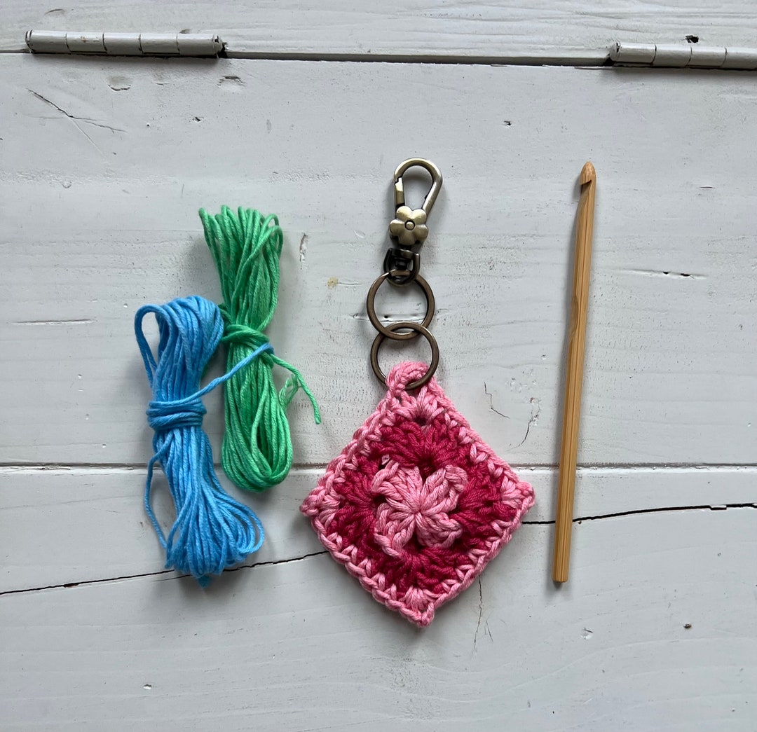 Granny Square Crochet Kit Make Your Own Key Ring DIY Crochet Etsy