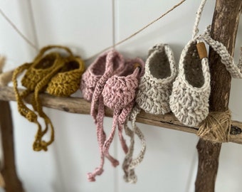 Crochet Ballet Slipper, Handmade Baby ballet shoe, Knit ballet slipper