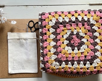 Retro blanket kit/vintage blanket kit/mothers day kit/learn to crochet kit/ beginners crochet kit/creative kit/granny square kit