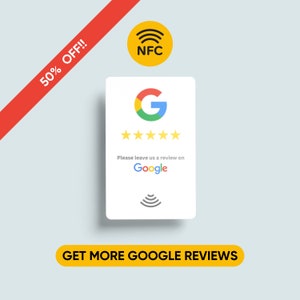 NFC Google Review Cards – Contactless Feedback Cards, Plastic, PVC, Durable