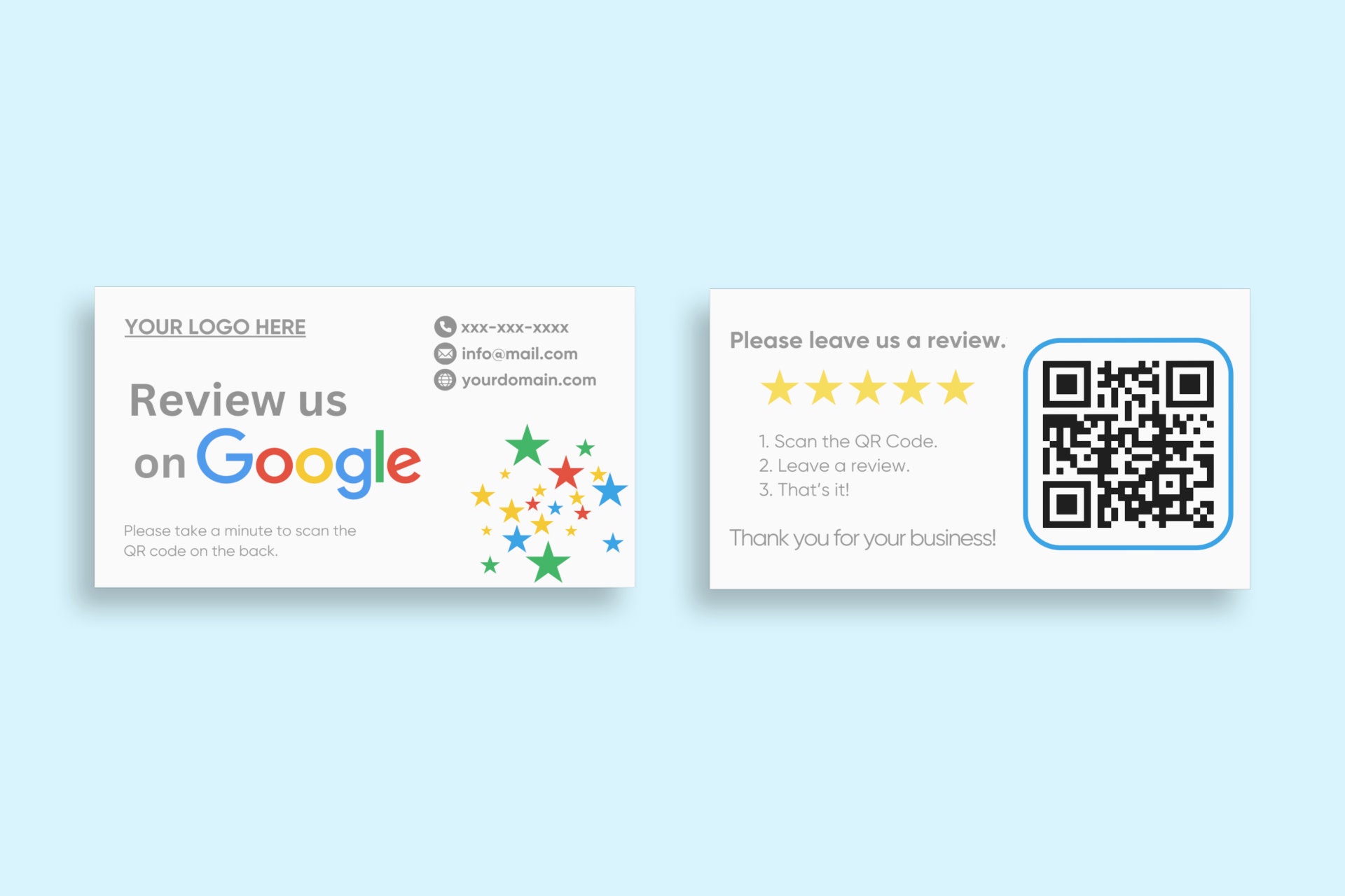 Google Review QR Code Business Cards - Personalized, Custom Design ...