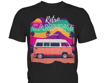 Retro Camping Van Synthwave Retrowave Sunset 80s 90s - Premium Shirt