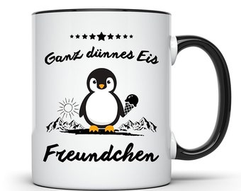 Cup penguin very thin ice friend gift job change gift idea little thing colleague work office with saying