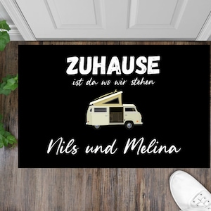 Doormat Camping Motorhome Van beige Classic 10 home is where we stand customizable with desired name Personalized Gifts