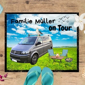 Camping doormat customizable with your own camper photo motorhome caravan text desired name doormat personalized 31