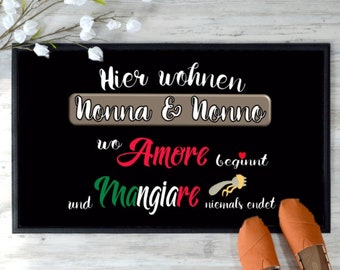 Doormat Nonna & Nonno where Amore begins and Mangiare never ends Gift Italy