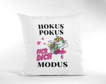 Cushion cheeky unicorn - Hocus Pocus fuck you mode - unicorns gift sofa cushion funny black humor
