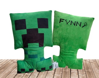 Personalized Minecraft Creeper Pillow Gamer Merchandise Boys Girls Gift Personalized