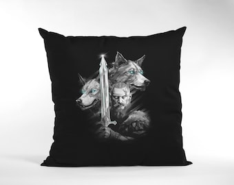 Viking cushion - Viking Wolf - black - cotton 40 x 40 cm - Odin - Valhalla - Nordmann - Wolves - Vikings - Walhalla - sofa cushion