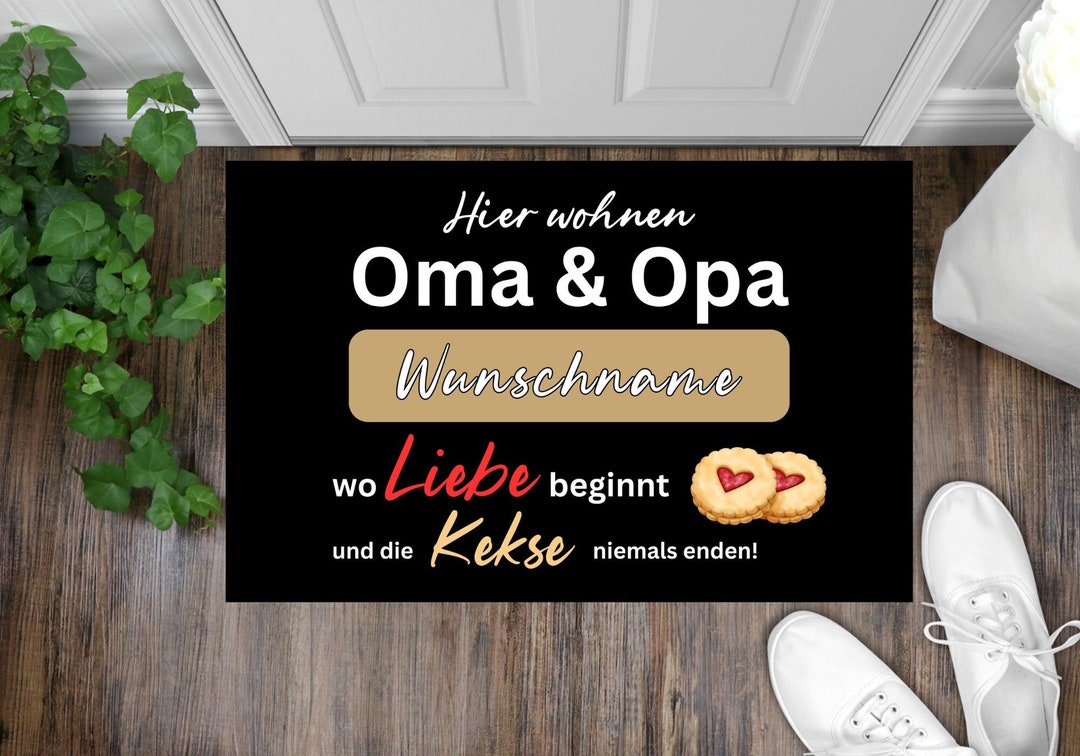 Großeltern Geschenk Fußmatte personalisierbar mit Name Motiv Kekse