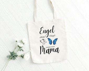 Bag - angel without wings butterfly - fabric bag gift mom cotton white Mother's Day gift